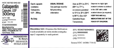 Label (Gabapentin 300mg 60ct 60760 940 60)